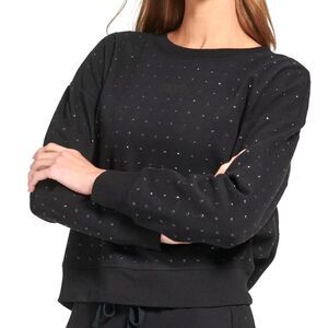 DKNY Sport 2 Piece Embellished Jogger + Pullover Fleece OutFit Black Size Xsmall